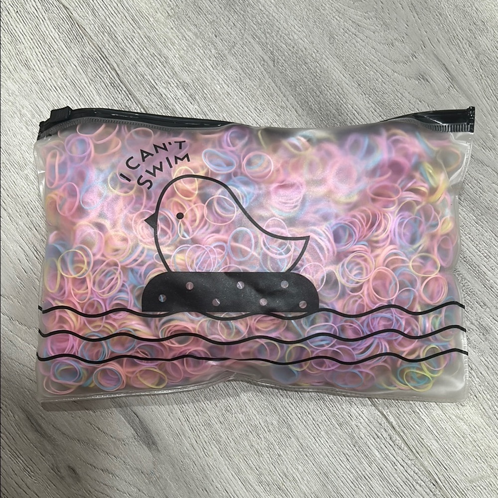 Colorful Elastic Hair Bands in Zip Pouch 1000 Pieces - Chick Design